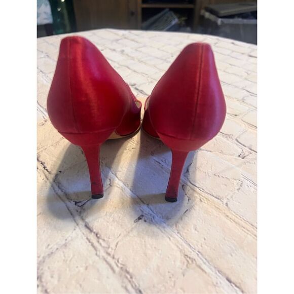 Manolo Blahnik Size 36 Pointed Toe Suede Pump Heels Red Classic Dressy Glam - Picture 3 of 16